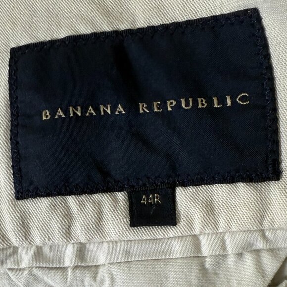 Banana Republic Blazer Sport Coat Mens 44R Beige Cotton Linen - Picture 2 of 10